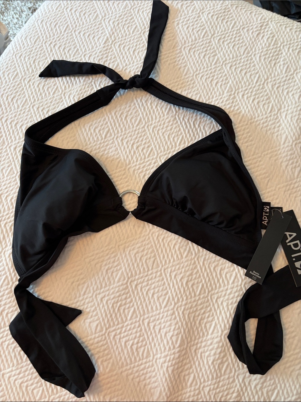 Apt. 9 Black Halter Ring Detail Bikini Top